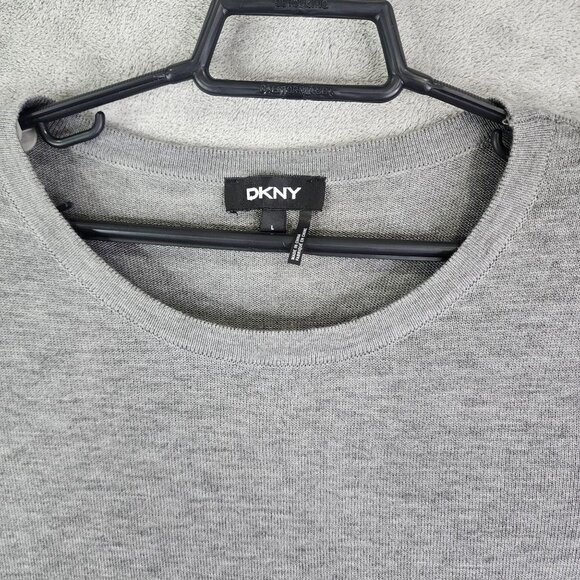 Women's Grey DKNY Acrylic Shirt Short Sleeve Crew Neck Size L - Picture 5 of 13